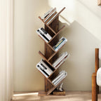 Bookcase Tree Bookshelf 8 Tier Floor Standing Wooden