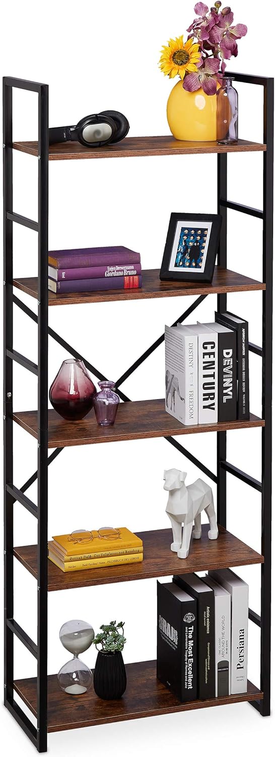 Bookcase with 5 Levels Industrial Look