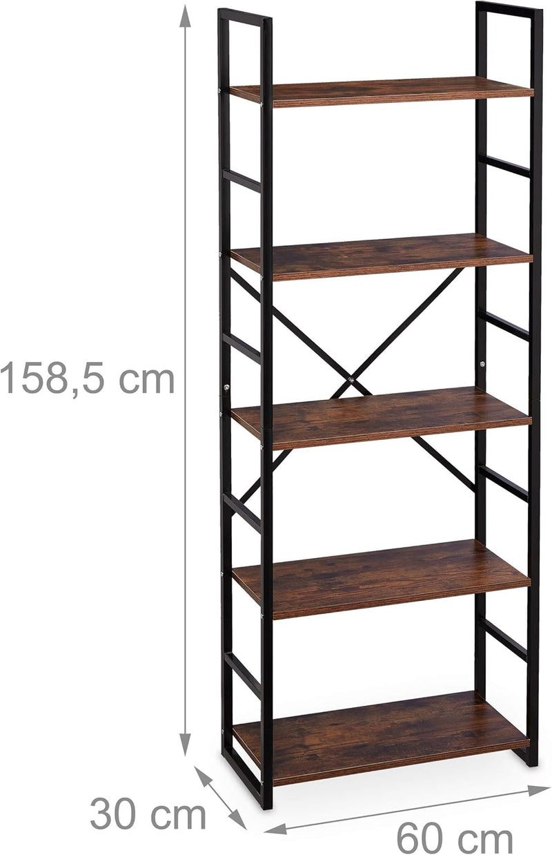 Bookcase with 5 Levels Industrial Look