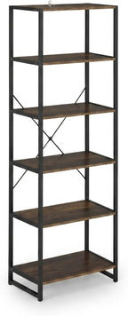 Bookcase with 6 Tiers Industrial Look