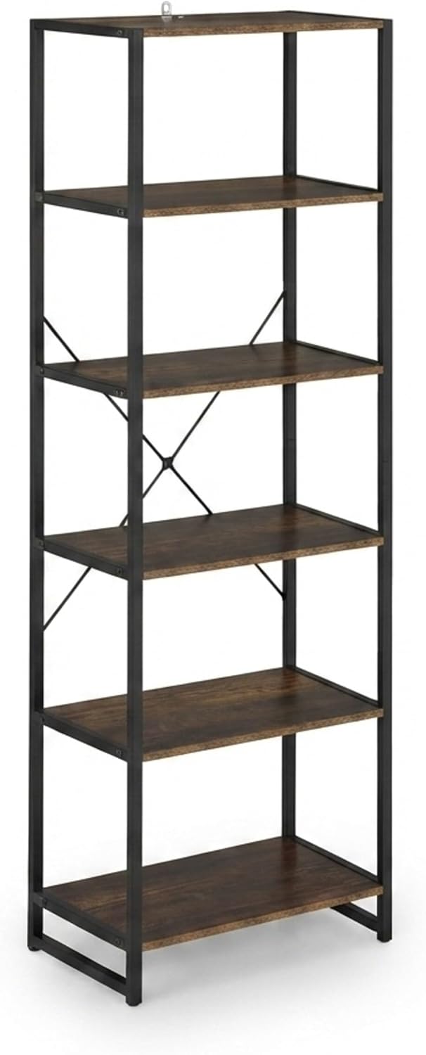 Bookcase with 6 Tiers Industrial Look