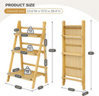 Bookshelf with Drawers 4-Tier Bamboo Bookcase Ladder Shelf