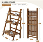 Bookshelf with Drawers 4-Tier Bamboo Bookcase Ladder Shelf