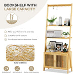 Bookshelf with Drawers 4-Tier Bamboo Bookcase Ladder Shelf