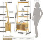Bookshelf with Drawers 4-Tier Bamboo Bookcase Ladder Shelf