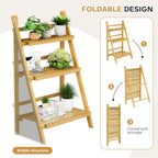 Bookshelf with Drawers 4-Tier Bamboo Bookcase Ladder Shelf