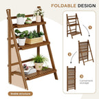 Bookshelf with Drawers 4-Tier Bamboo Bookcase Ladder Shelf