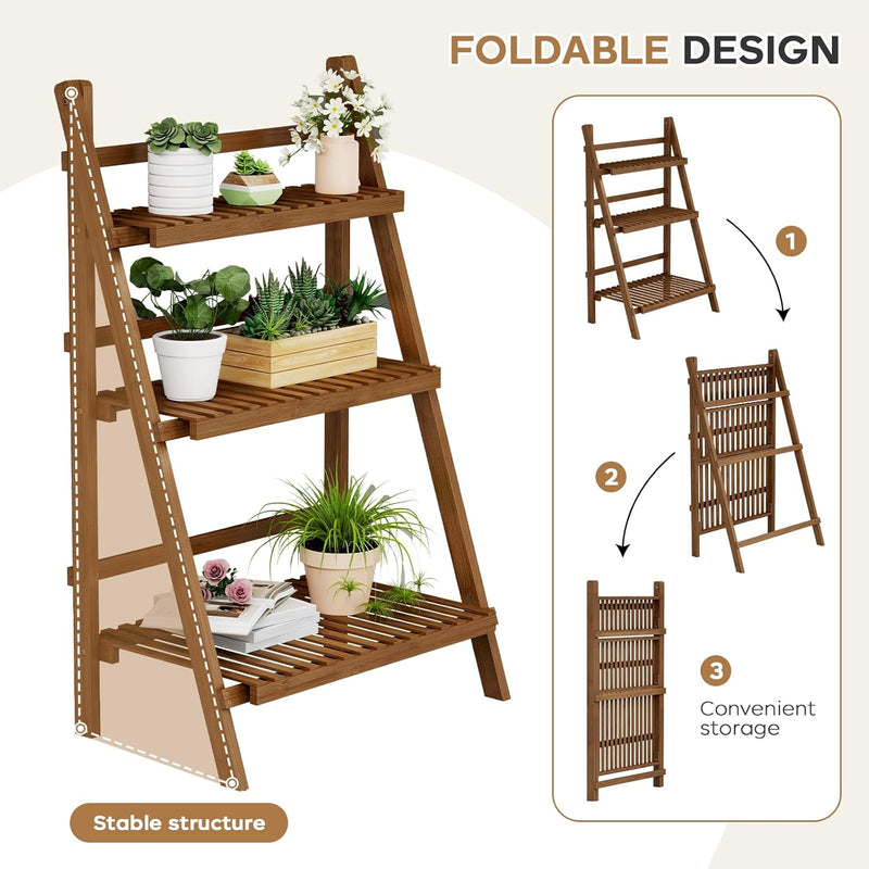 Bookshelf with Drawers 4-Tier Bamboo Bookcase Ladder Shelf