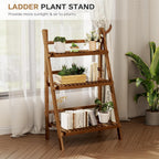 Bookshelf with Drawers 4-Tier Bamboo Bookcase Ladder Shelf