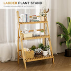 Bookshelf with Drawers 4-Tier Bamboo Bookcase Ladder Shelf