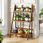Bookshelf with Drawers 4-Tier Bamboo Bookcase Ladder Shelf