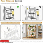 Bookshelf with Drawers 4-Tier Bamboo Bookcase Ladder Shelf