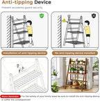 Bookshelf with Drawers 4-Tier Bamboo Bookcase Ladder Shelf