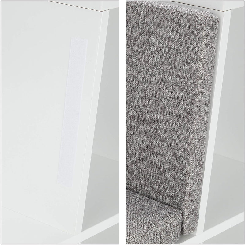 Bookcase with Seat Cushion Book Shelf 6 Compartments