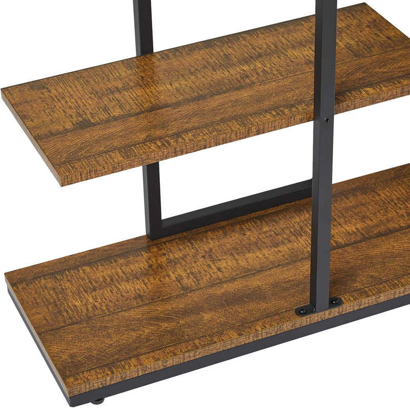 Bookshelf 5 Tier Asymmetrical Staggered Display Shelf Rustic