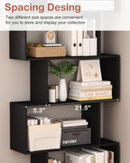 Bookshelf 5-Tier Geometric Bookcase S Shaped Book Shelves