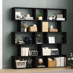 Bookshelf 5-Tier Geometric Bookcase S Shaped Book Shelves
