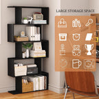 Bookshelf 5-Tier Geometric Bookcase S Shaped Book Shelves