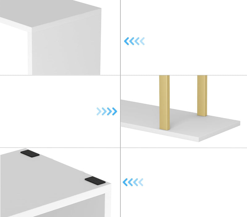 Bookshelf 6-Tier Geometric Bookcase S Shaped Book Shelves