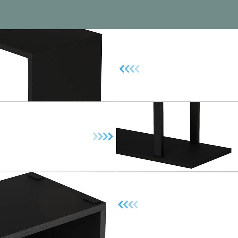 Bookshelf 6-Tier Geometric Bookcase S Shaped Book Shelves