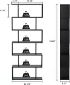 Bookshelf 6-Tier Geometric Bookcase S Shaped Book Shelves