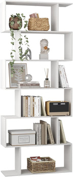 Bookshelf 6-Tier Geometric Bookcase S Shaped Book Shelves