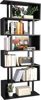 Bookshelf 6-Tier Geometric Bookcase S Shaped Book Shelves