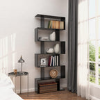 Bookshelf 6-Tier Geometric Bookcase S Shaped Book Shelves