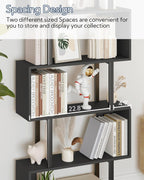 Bookshelf 6-Tier Geometric Bookcase S Shaped Book Shelves