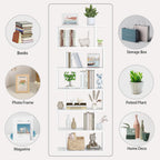 Bookshelf 6-Tier Geometric Bookcase S Shaped Book Shelves