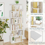 Bookshelf 6-Tier Geometric Bookcase S Shaped Book Shelves