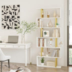Bookshelf 6-Tier Geometric Bookcase S Shaped Book Shelves