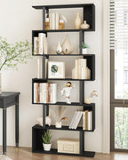 Bookshelf 6-Tier Geometric Bookcase S Shaped Book Shelves