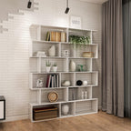 Bookshelf 6-Tier Geometric Bookcase S Shaped Book Shelves