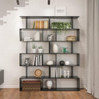 Bookshelf 6-Tier Geometric Bookcase S Shaped Book Shelves