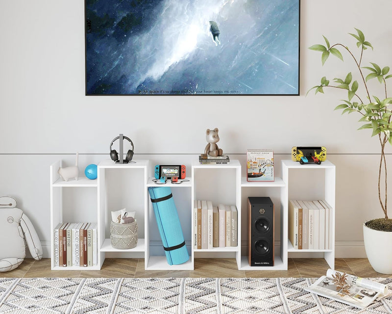 Bookshelf 6-Tier Geometric Bookcase S Shaped Book Shelves