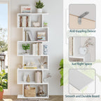 Bookshelf 6-Tier Geometric Bookcase S Shaped Book Shelves