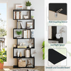 Bookshelf 6-Tier Geometric Bookcase S Shaped Book Shelves