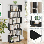 Bookshelf 6-Tier Geometric Bookcase S Shaped Book Shelves