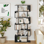 Bookshelf 6-Tier Geometric Bookcase S Shaped Book Shelves