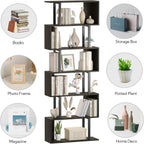 Bookshelf 6-Tier Geometric Bookcase S Shaped Book Shelves
