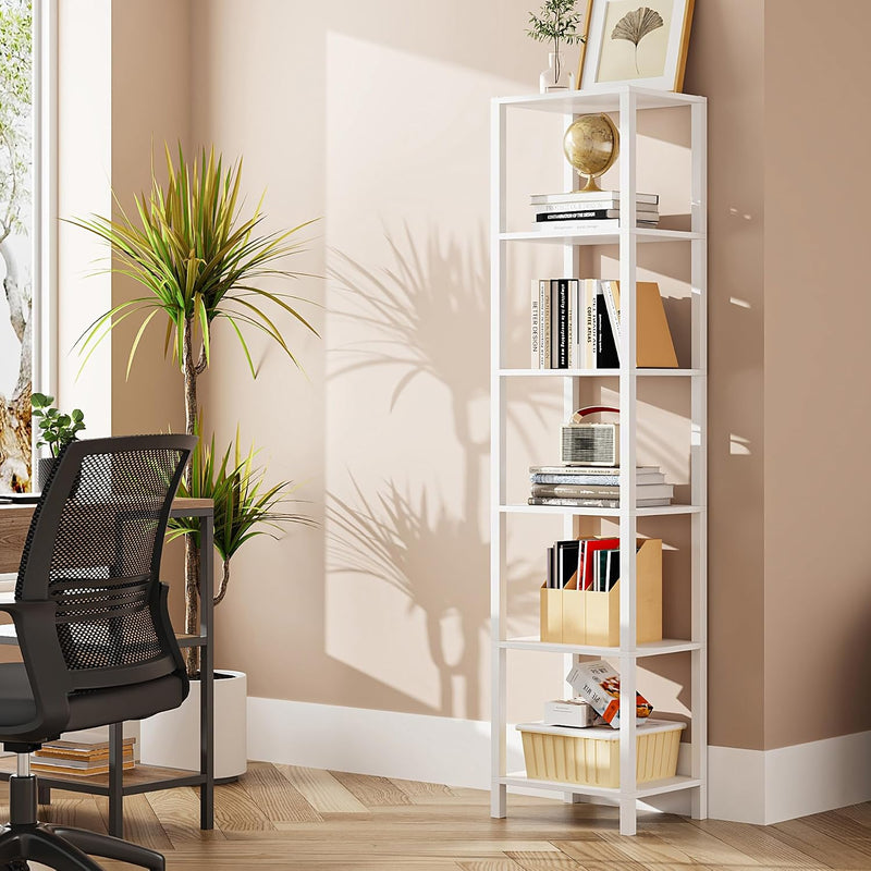 Bookshelf 6-Tier Tall Book Shelf Narrow Bookcase