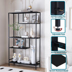 Bookshelf Industrial Bookcase Open Storage Shelves with Metal