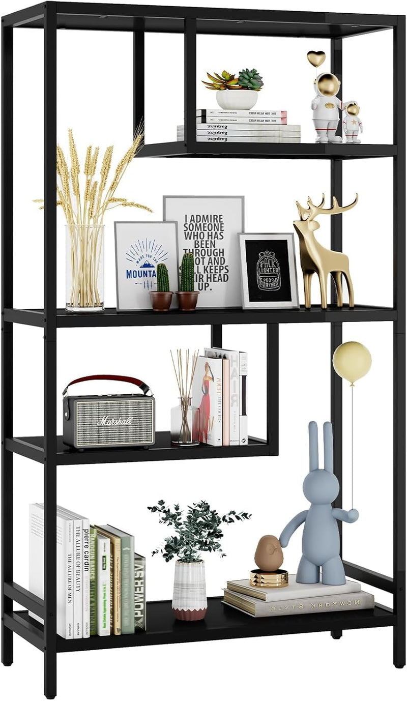 Bookshelf Industrial Bookcase Open Storage Shelves with Metal