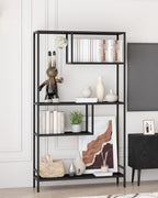 Bookshelf Industrial Bookcase Open Storage Shelves with Metal