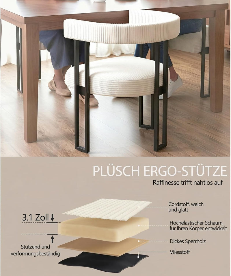 Boucle Dining Chair Corduroy Upholstered Room Chairs Kitchen