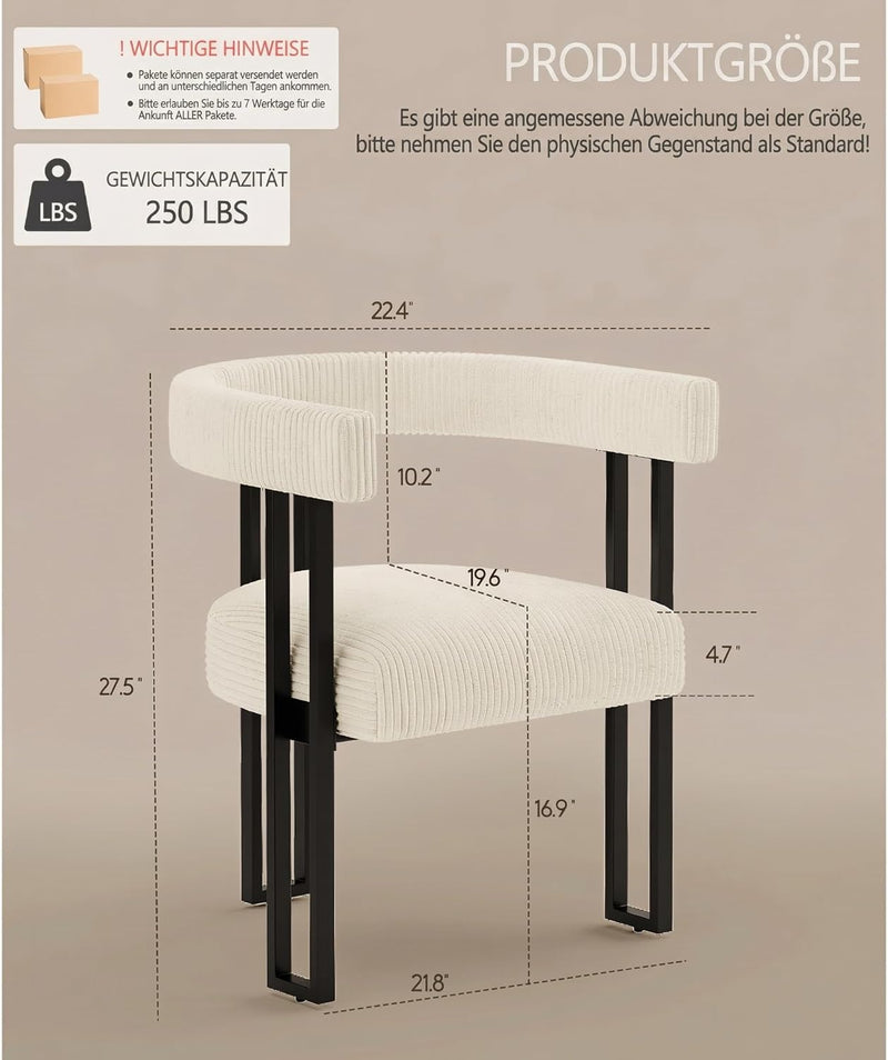 Boucle Dining Chair Corduroy Upholstered Room Chairs Kitchen