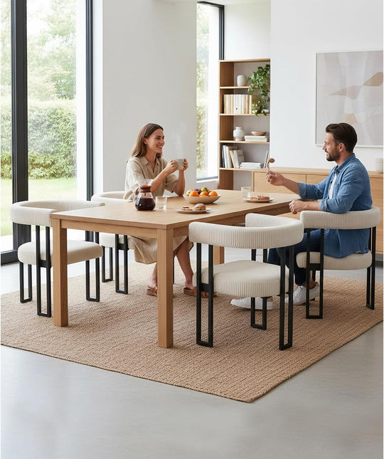 Boucle Upholstered Dining Chairs Corduroy Kitchen Room (Set of 2)