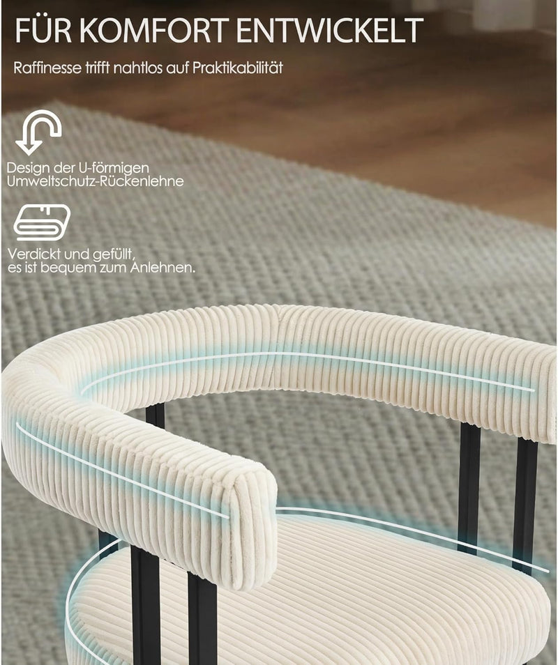 Boucle Dining Chair Corduroy Upholstered Room Chairs Kitchen