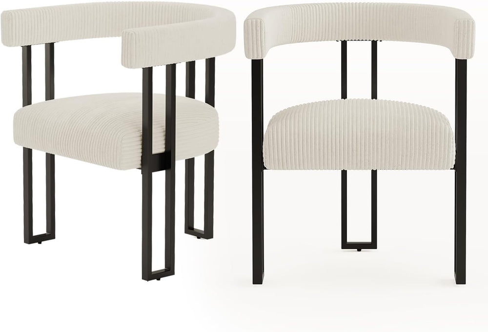 Boucle Upholstered Dining Chairs Corduroy Kitchen Room (Set of 2)
